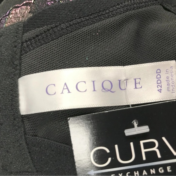 Cacique Rainbow Metallic Embroidery Lace Boost Balconette Bra - Size 42DDD - Picture 4 of 4